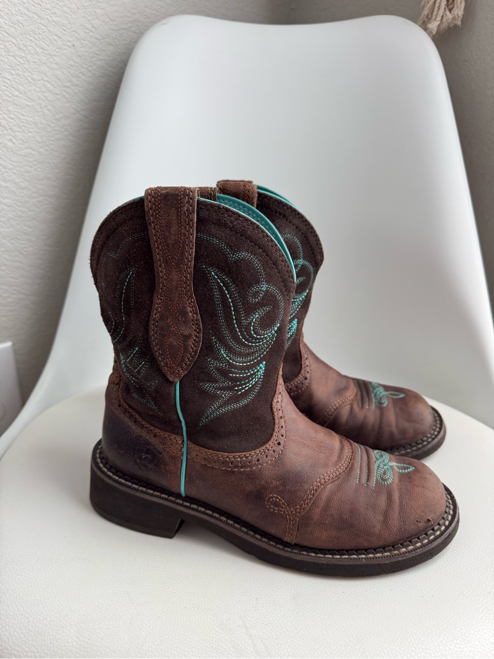 Ariat Fatbaby Heritage Dapper Western Boots Size 7.5 Brown Turquoise
